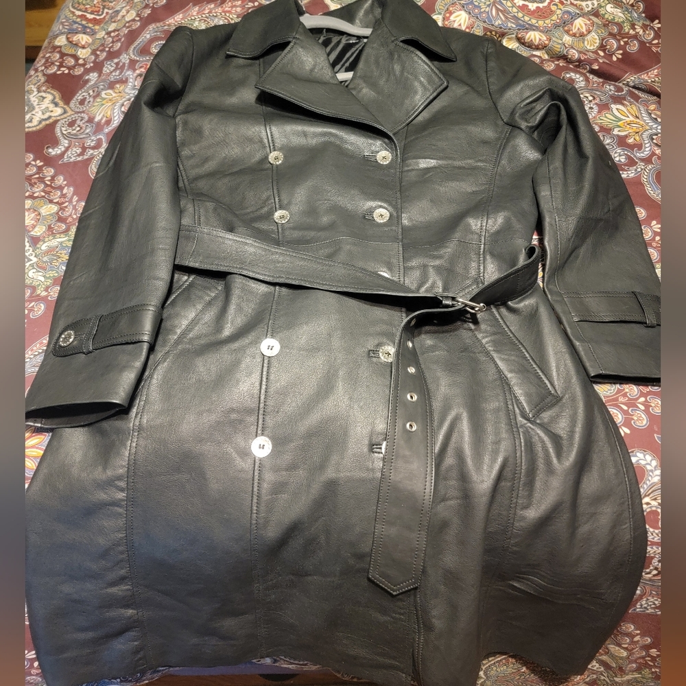 Brand new Retro Leather Trench Coat
